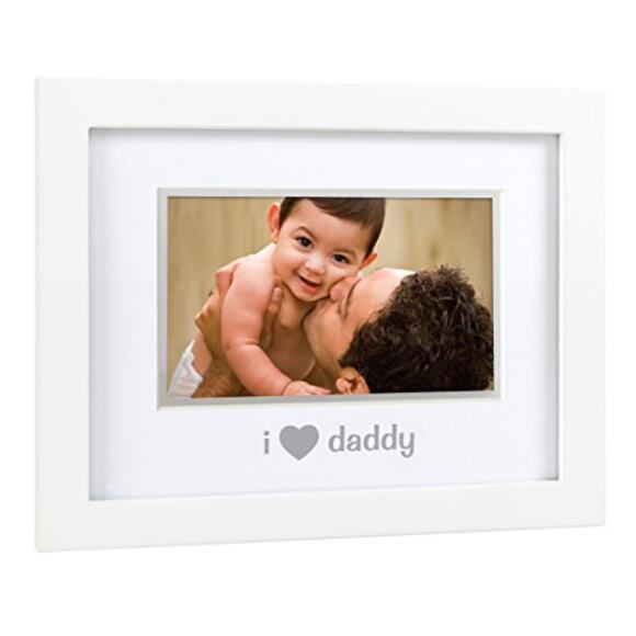 NEW Pearhead Sentiment Picture Frame I Love Daddy Metallic Silver Heart - Picture 1 of 3